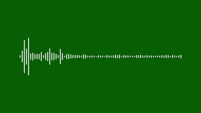4k sound waveform spectrum animation on green background.Abstract white line audio wave visualization, Audio waveform with frequency animated lines