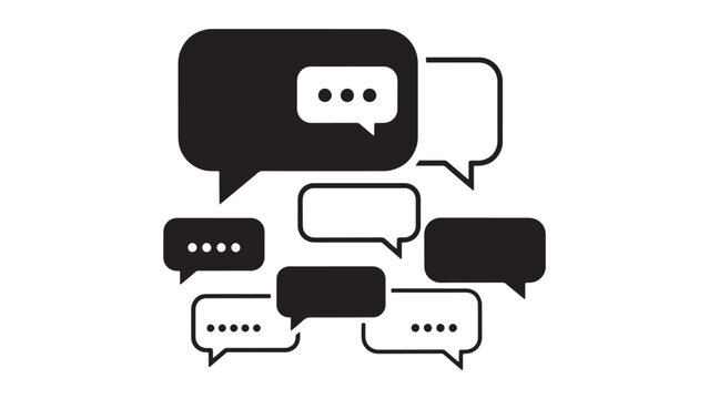 Dark Speech Bubbles Icon Cluster Representing Messaging, Chat Communication, and Online Conversation