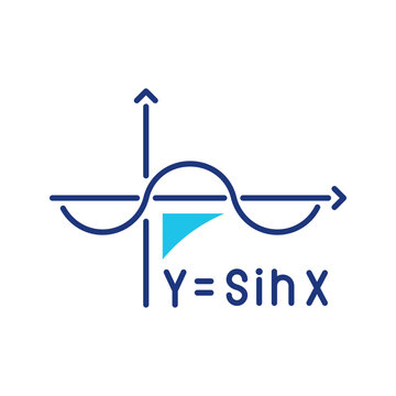 Sine wave icon. Education and mathematics line symbol. Color.