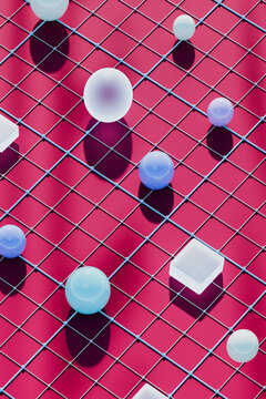 Abstract Data Grid with Geometric Spheres 3D Render