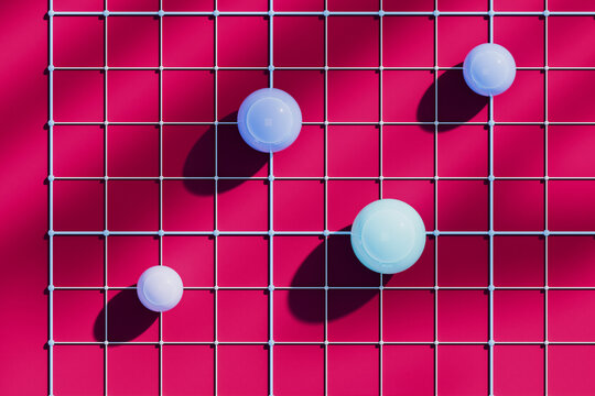 Abstract Data Grid with Geometric Spheres 3D Render