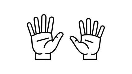 Obraz premium Line Drawing of Open Hands with Fingers Spread Wide.