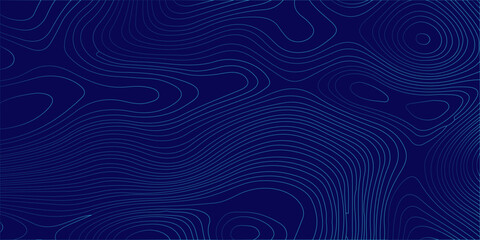 Blue topographic map abstract background with thin contour lines representing geographic terrain elevation gradients. A professional dark blue abstract vector background, topographic contour lines. © Creative Arts