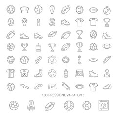 Naklejka premium Collection of sports icons in line art style.
