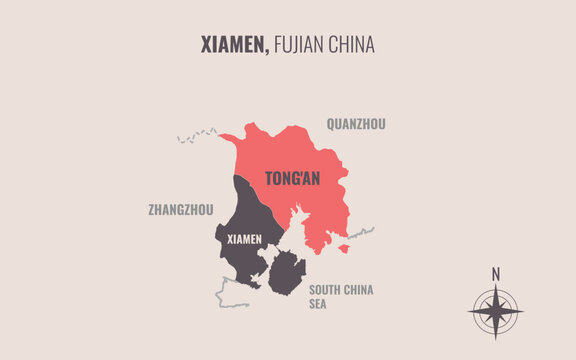 A map showing hefei anhui Prefacture into County in a minimalist colorful style