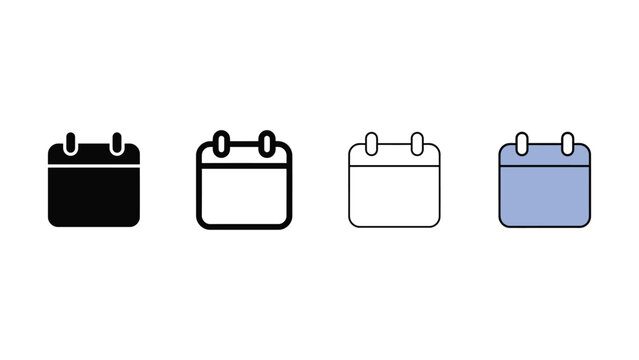 Calendar Icon Set in Flat Line Style &ndash; Date and Schedule Vector Collection