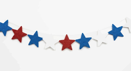 Obraz premium Red white and blue star garland
