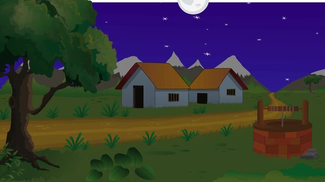 house on the hill vector art background 