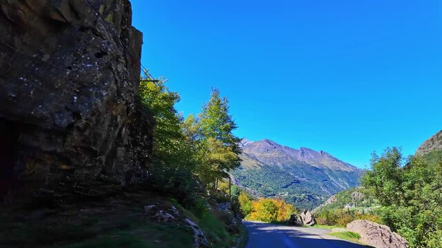 Driving from the Cirque de Troumouse to Heas, a glacial circle located in the center of the Pyrenees chain, in the Hautes-Pyrenees department in France, forming the border with Spain to the south