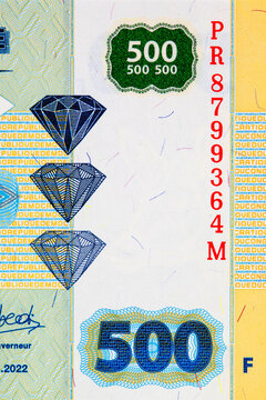 Congo 500 Congolese Franc banknote featuring diamond. African paper money. World money collection.