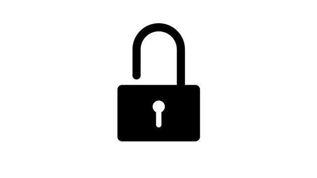 Security padlock icon symbolizing security and privacy animation isolated on white background