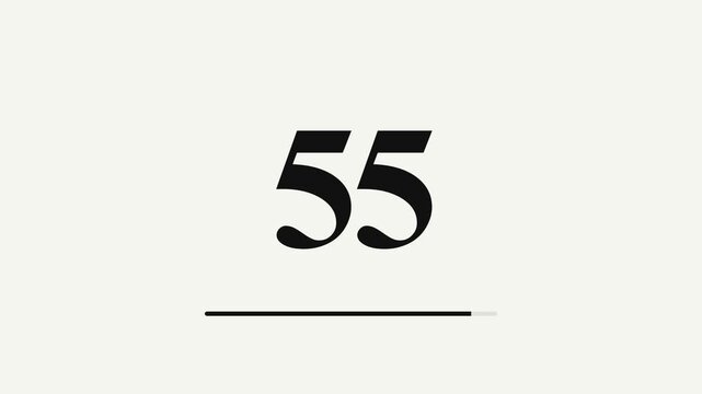 Countdown timer for one minute featuring black serif numerals and linear progress bar on clean white background finishing with a red go text overlay.