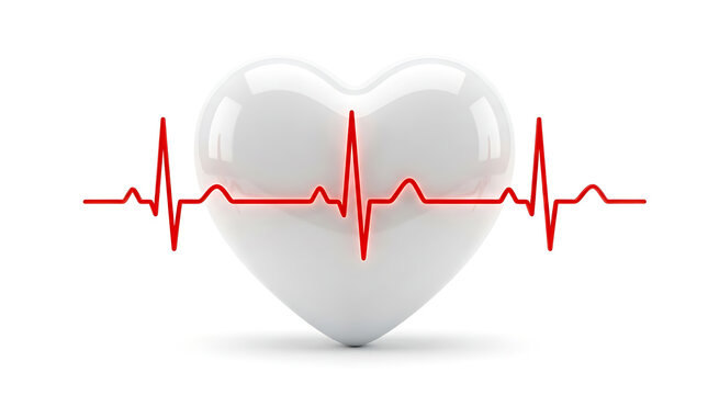Medical heart health concept with ekg pulse line cardiology healthcare cardiogram vitality medicine wellness clinical diagnostic isolated background