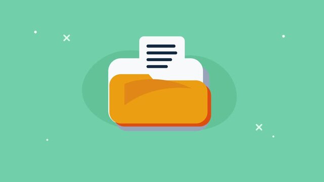 Flat design office folder icon with document file