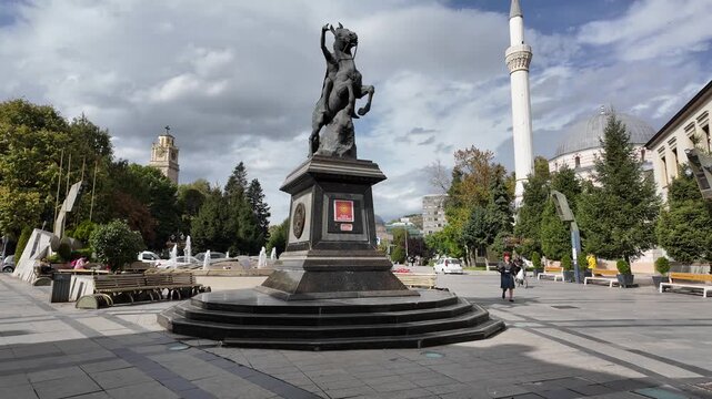 A view of Magnolia Square in Bitola, Macedonia