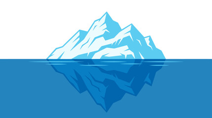 Large iceberg floating in ocean with underwater reflection. © Muhammad