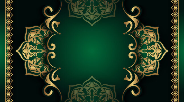 Luxury green mandala background, round decoration