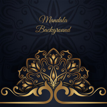 Luxury black mandala background, round decoration