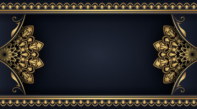 Luxury black mandala background, round decoration
