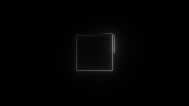white neon folder icon outline on black background with copy space image photo. Glowing blue neon file folder sign. Neon Folder icon isolated on black background. hold folder icon. 4k video ..