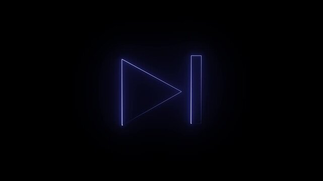 Neon next symbol icon white glowing black background animation 4k video 