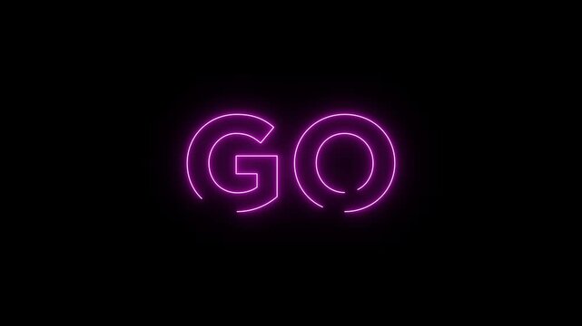 Glowing neon 3 second to 0 second countdown animation, text 3,2,1,0 and go animation.Three to zero second countdown icon animation.