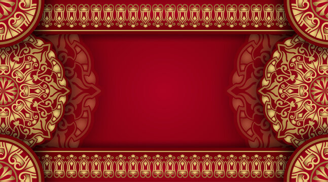 Luxury red background with mandala ornament