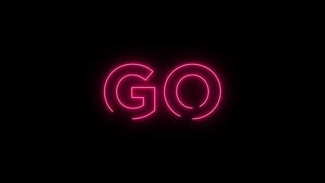 Glowing red neon 3 second to 0 second countdown animation, text 3,2,1,0 and go animation.Three to zero second countdown icon animation.