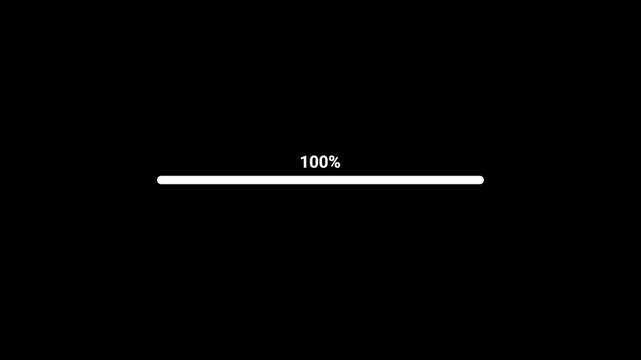 Loading progress bar animation from 0 to 100 with transparent background, 0 to 100 increasing percentage with alpha channel. 4K Video