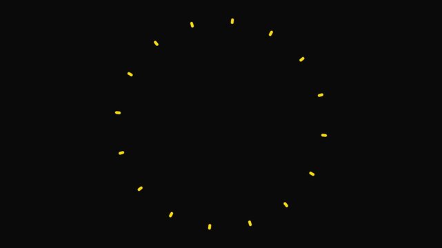 Yellow Line Burst Hand Drawn Vector Animation Expanding and Disappearing on Black Background Overlay