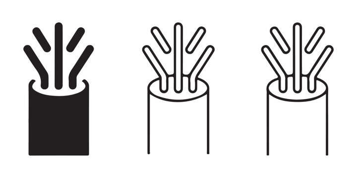 Fiber Optic Cable and High Speed Internet Data Connection Icons