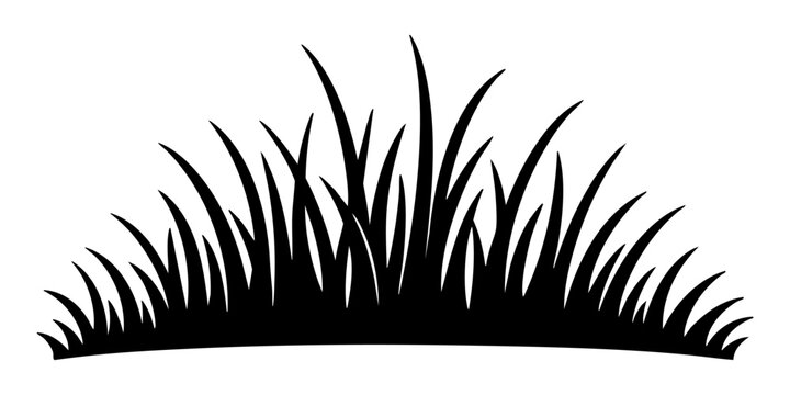 Wide black grass silhouette border with layered tall and short blades, isolated lawn edge vector clipart for landscaping, decoration and nature themed design Vector illustration