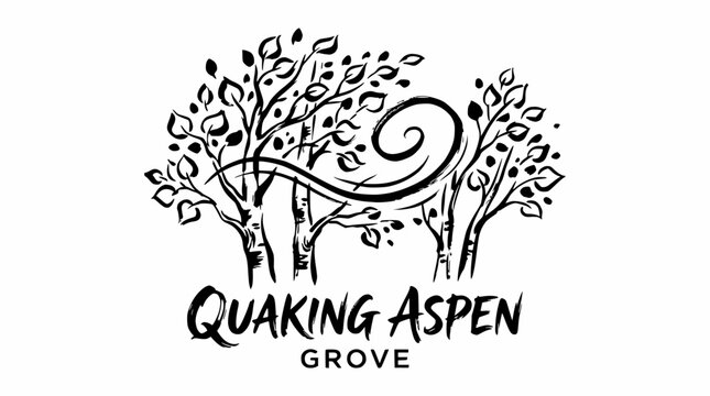 Minimalist quaking aspen grove tree line logo