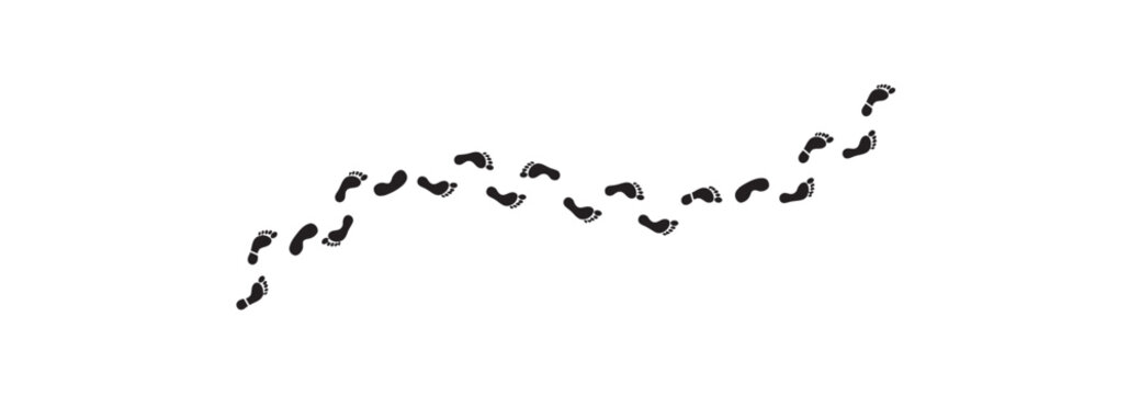 Barefoot footprints path walking trail isolated on a white background vector design