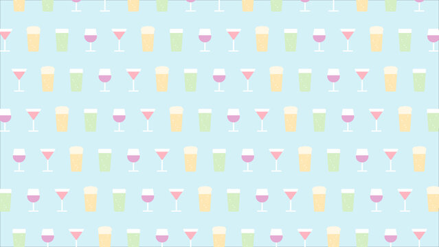 お酒　ビール　チューハイ　ワイン　カクテル　パターン　背景　Alcohol　Beer　Chu-hai　Wine　Cocktail　pattern　background