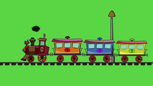 cartoon train on the road vector art background 