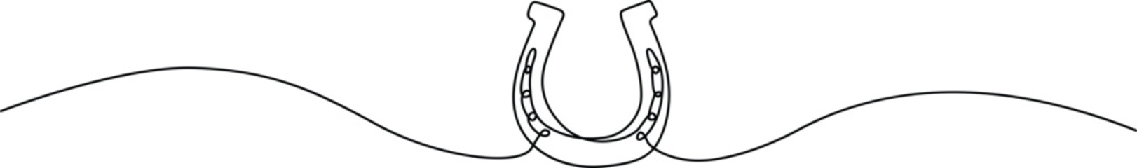 Black horseshoe icon with rope on wavy line © Servo