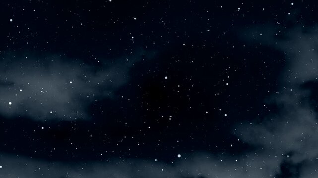 A flight through the stars. Dark space background