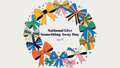 Obraz premium Colorful decorative bow wreath celebrating national give something away day event