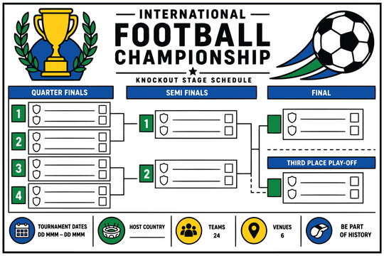International football championship knockout stage bracket Vector