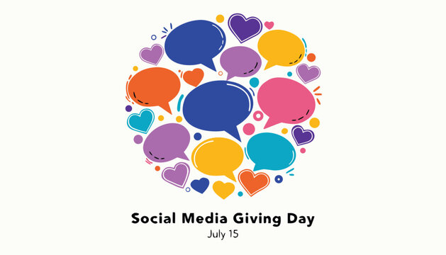 Colorful speech bubbles and hearts forming a circular social icon