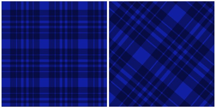 Scottish kilt pattern checkered fabric, blue and black checkered pattern
