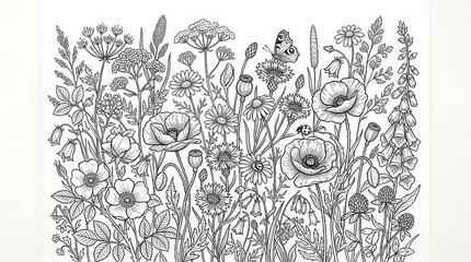 Fototapeta premium floral border Coloring Page