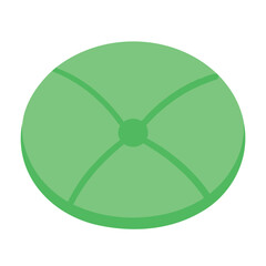 Naklejka premium Simple green cushion with cross pattern sits isolated on a white background