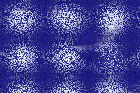 Abstract blue background featuring a digital halftone pattern of white dots