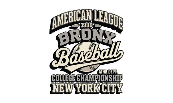 Bronx Baseball American League Vintage Typography Graphic for T-shirt Design New York City