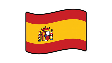 Obraz premium Spanish flag waving with coat arms.