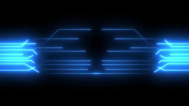 Abstract AI innovation background polygonal microchip AI chip technology electronic circuit board texture .Technology chip background.Glowing blue neon circuit board lines abstract motion design.