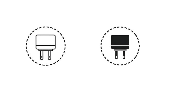Two styles of power adapter icons in dashed circles
