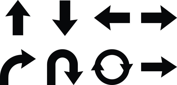 Directional Arrow Icon Set with Navigation Turn Refresh and Interface Symbols